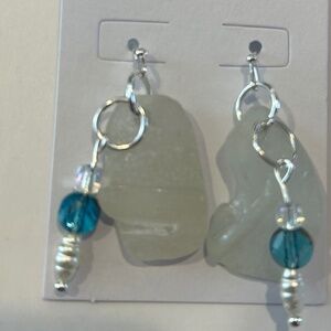 Genuine sea tumbled sea glass earrings